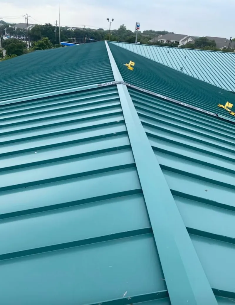 Green commercial metal roof ridge and valley for Metal Roof Repair in Bountiful